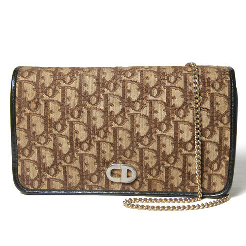 OLD Dior 　茶トロッター チェーン クラッチショルダー