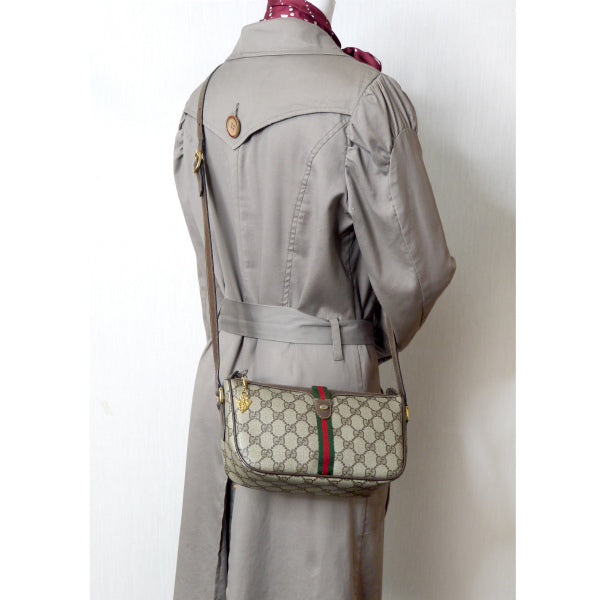 OLD Gucci　縦シェリー半円ミニポシェット（茶）