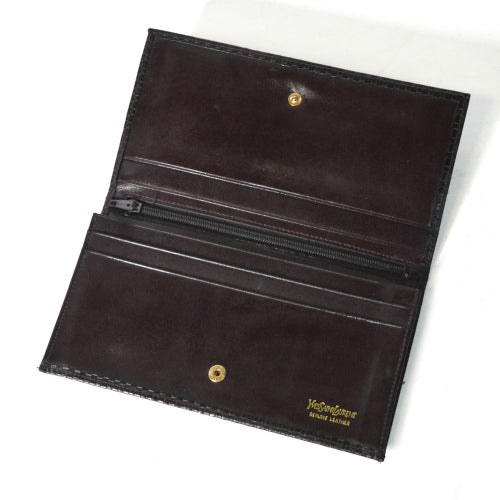 YVES SAINT LAURENT　本革　横長財布（濃茶）
