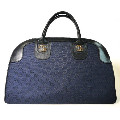 OLD Gucci 半円ミニボストン（紺・キャンパス）