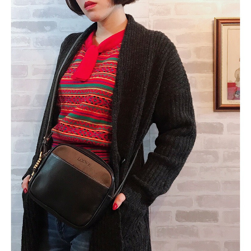 LOEWE　ベラスケス コンビレザーショルダー（茶×黒）