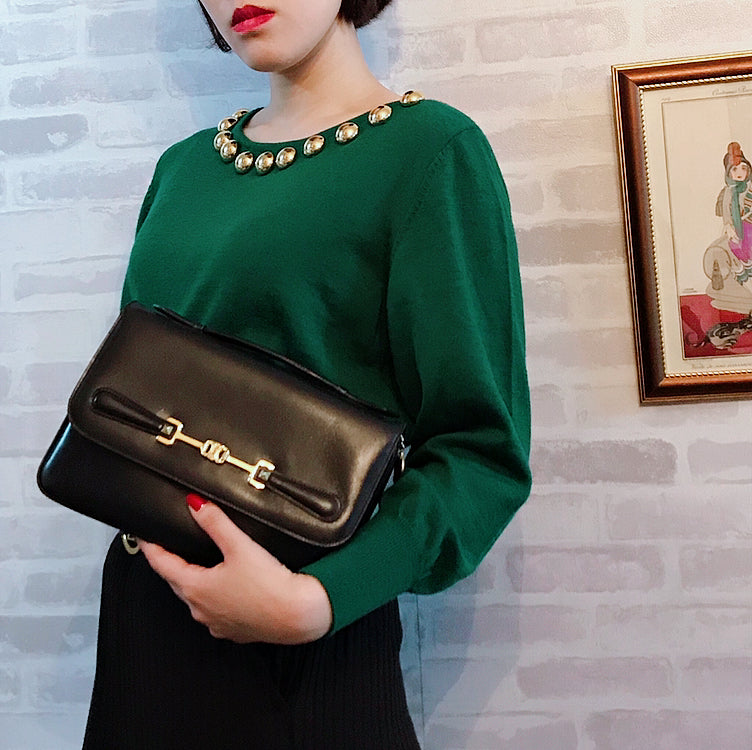 OLD CELINE ブラゾン金具3WAYショルダー（紺）