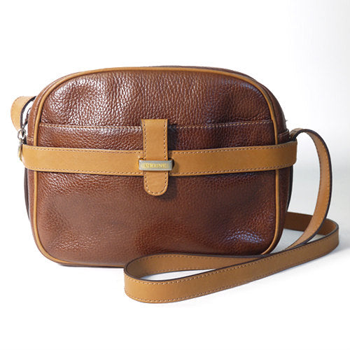 Old Celine レトロ総皮ポシェット（赤茶）