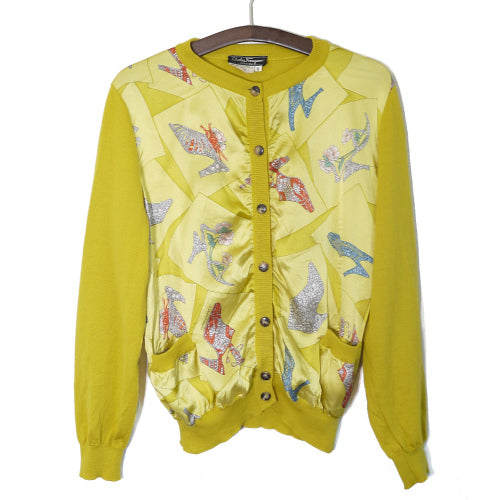 Salvatore Ferragamo　パンプス柄カーディガン（黄）