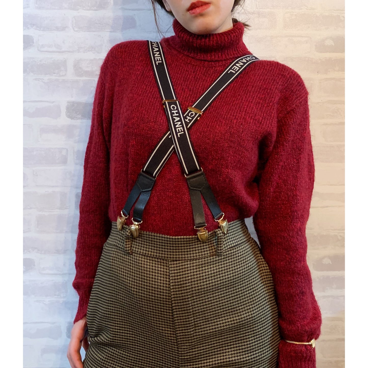 OLD CHANEL 　ロゴサスペンダー（黒/白）