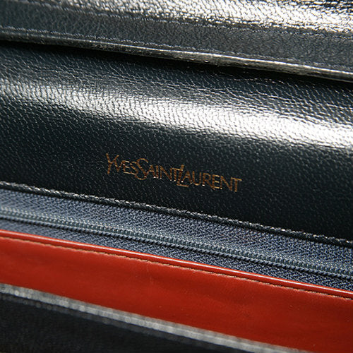 YVES SAINT LAURENT 3Way型押しショルダー(黒）