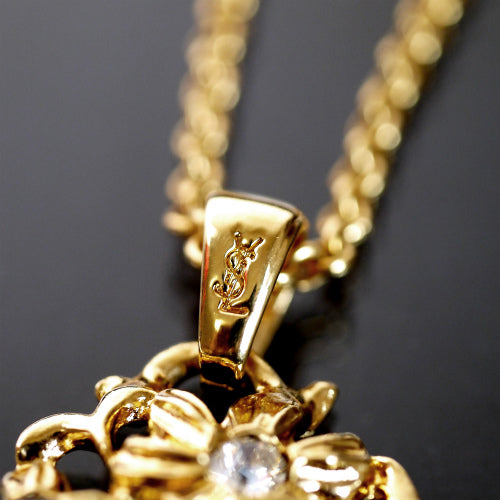 YVES SAINT LAURENT ゴールド花ネックレス