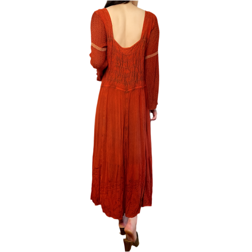 Rococo's SELECT　エスニック刺繍vintageロングワンピース（赤）