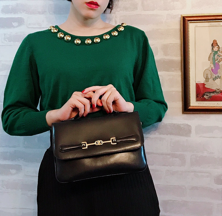 OLD CELINE ブラゾン金具3WAYショルダー（紺）