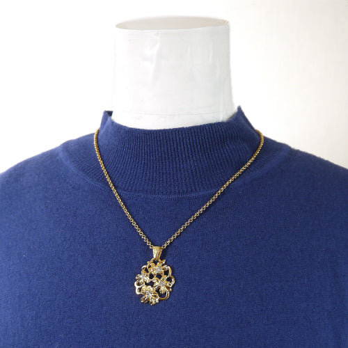 YVES SAINT LAURENT ゴールド花ネックレス