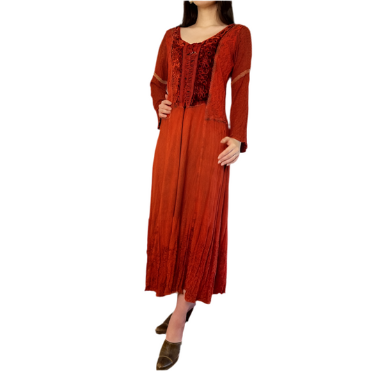 Rococo's SELECT　エスニック刺繍vintageロングワンピース（赤）