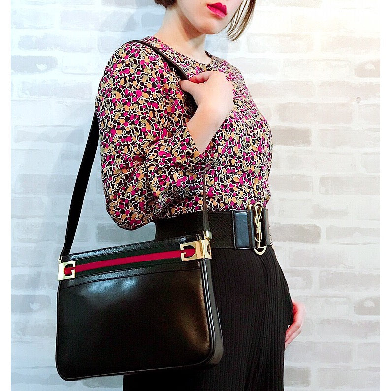 OLD Gucci シェリー総革ワンショルダー（黒） – Vintage Shop Rococo