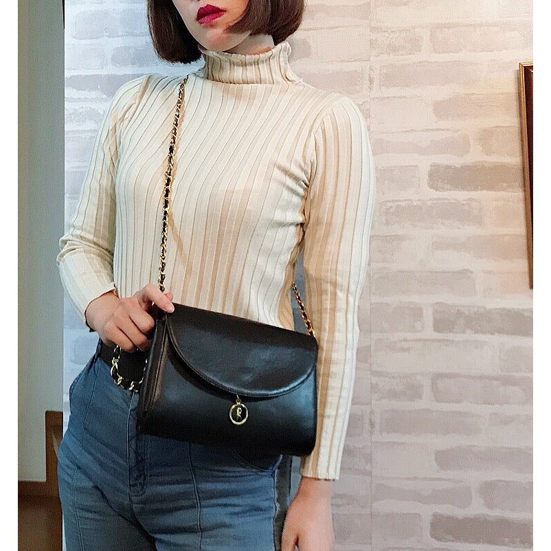 Roberta　3WAY総革チェーンバッグ（黒）