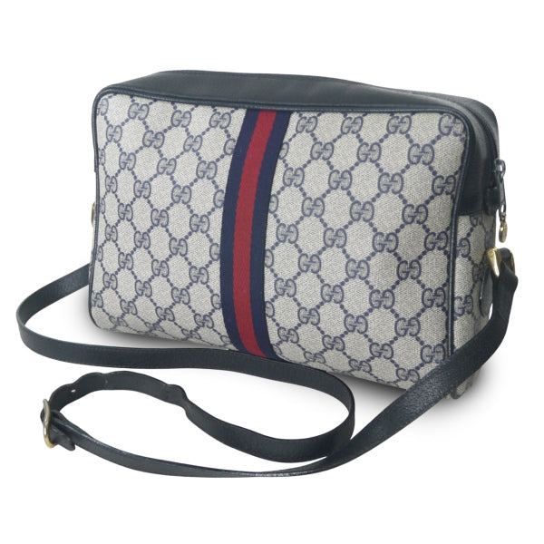 OLD Gucci定番ショルダー縦シェリー（青・大）