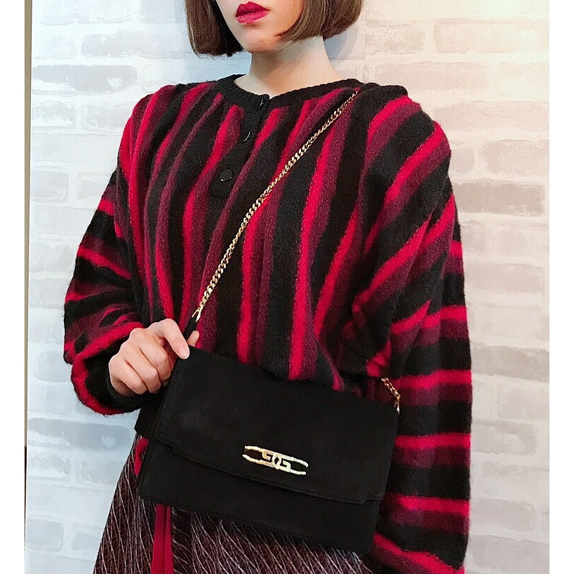 OLD Gucci スエード2WAYチェーンショルダー（黒）