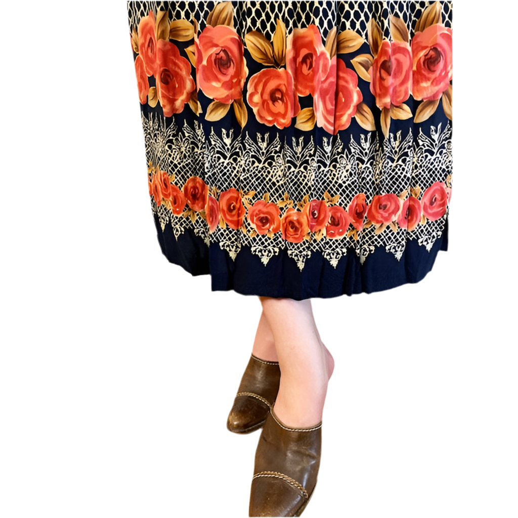 Rococo's SELECT　ローズプリントvintageロングワンピース（黒系）