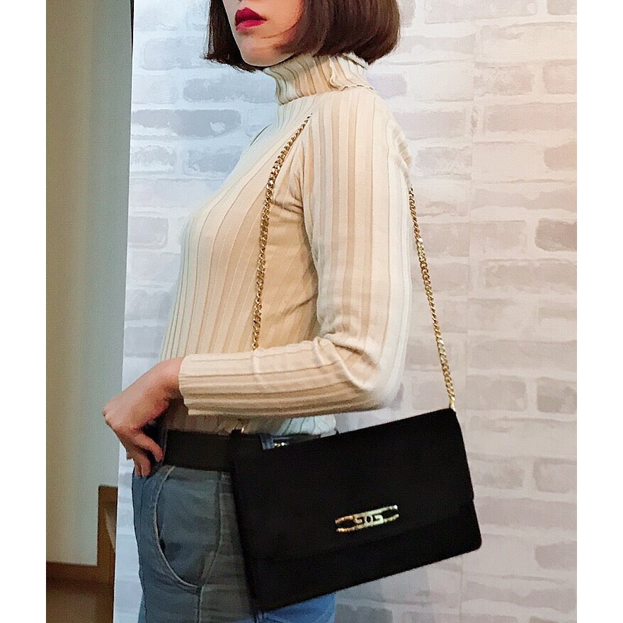 OLD Gucci スエード2WAYチェーンショルダー（黒）