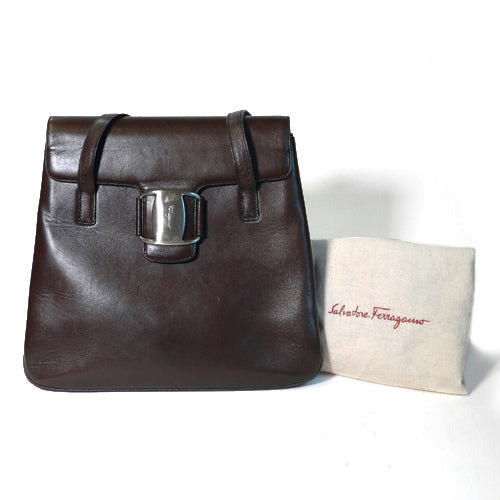 Salvatore Ferragam　ラム皮トートバック（茶）