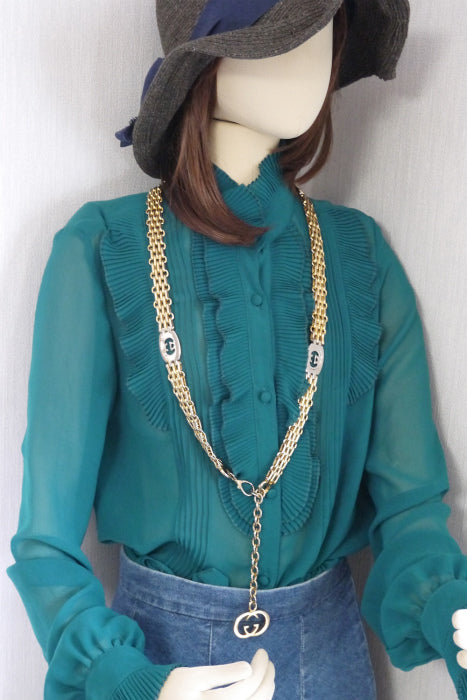 OLD Gucci 　インターロッキングチェーンベルト（ゴールドＧＧ）