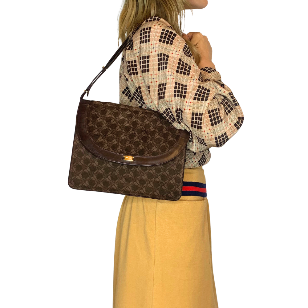 Salvatore Ferragamo  レア!!FF柄2WAYスエードショルダー（濃茶）