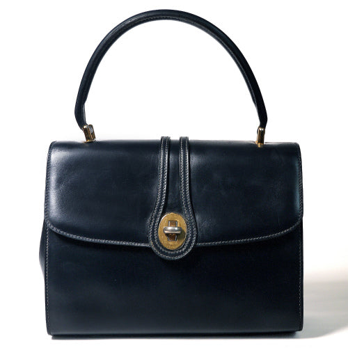 OLD Gucci　紺ステッチバッグ(チェーン付き）