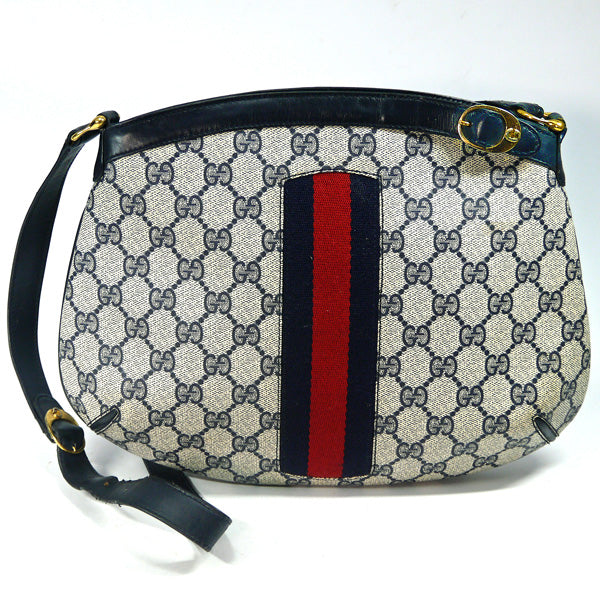 OLD Gucci ベルトデザイン丸型ポシェット（青）