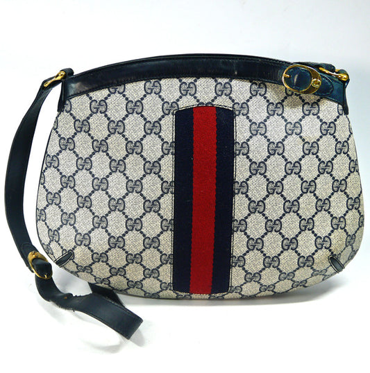 OLD Gucci ベルトデザイン丸型ポシェット（青）