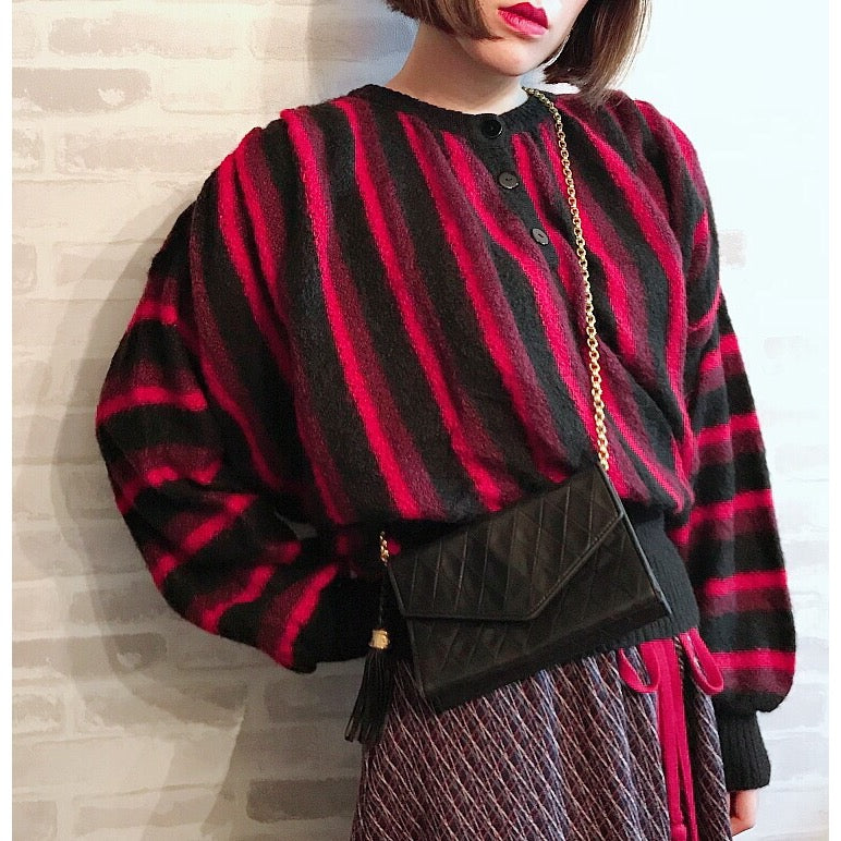 OLD CHANEL　フリンジ付マトラッセ ミニチェーンショルダー（黒）