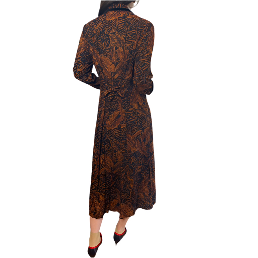 Rococo's SELECT　リーフ柄vintageワンピース（茶系）