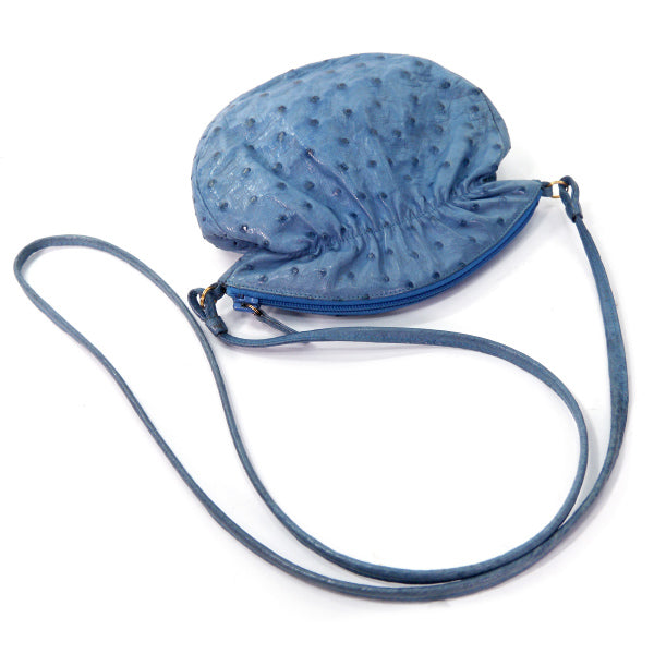 BALLY オーストリッチ 巾着型ミニポシェット（青）