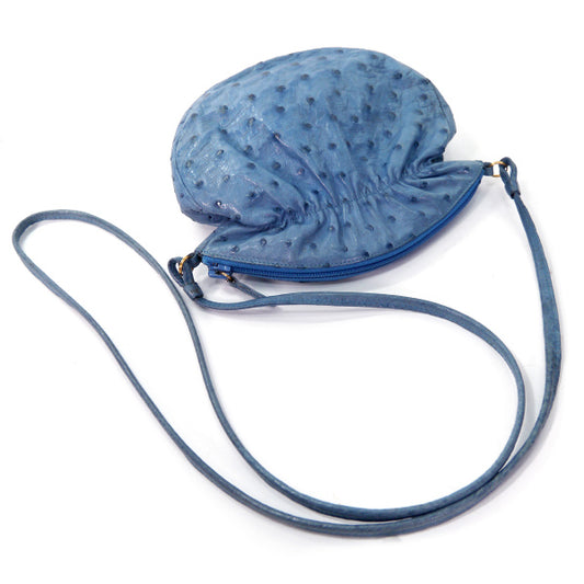 BALLY オーストリッチ 巾着型ミニポシェット（青）