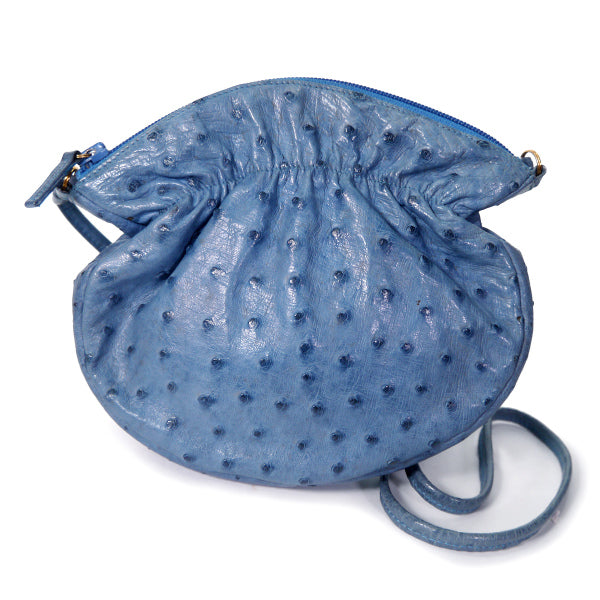 BALLY オーストリッチ 巾着型ミニポシェット（青）