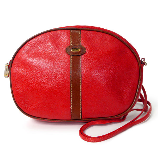 BALLY 総革ラウンドポシェット（赤）