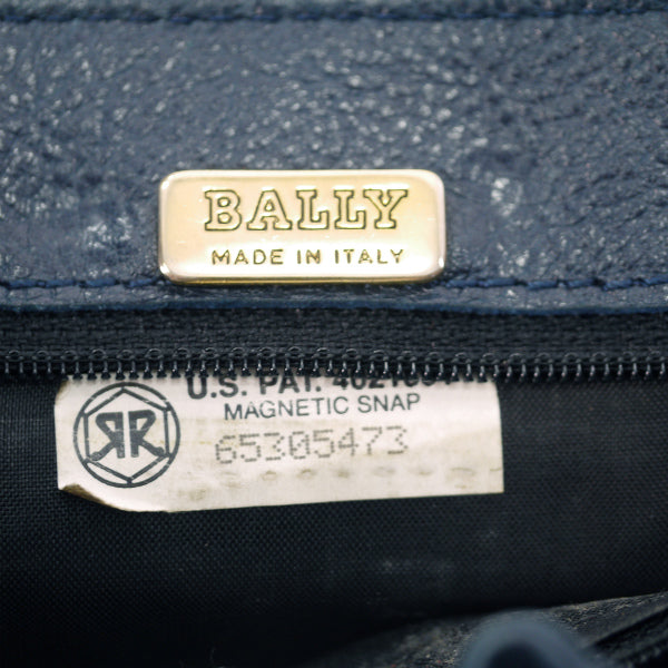 BALLY バイカラー総革ショルダーバッグ（紺×茶）