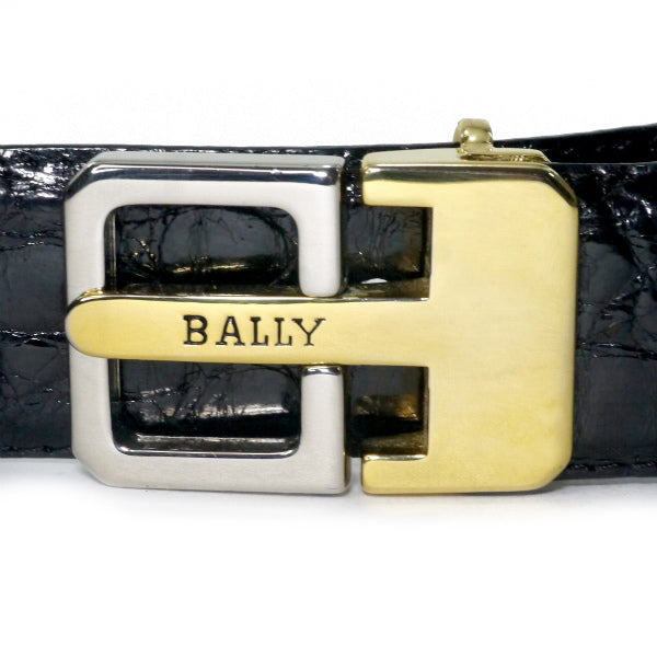 BALLY レザーベルト ブラック Bally Mens Buckle B Leather Adjustable & Reversible Belt In