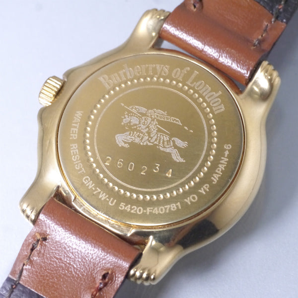 Burberry's ラウンドロゴシェルフェイス腕時計（茶）