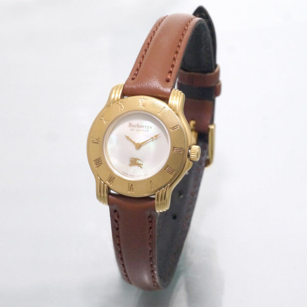 Burberry's ラウンドロゴシェルフェイス腕時計（茶）