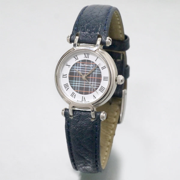 Burberry's ラウンドチェック柄フェイス腕時計（紺系）
