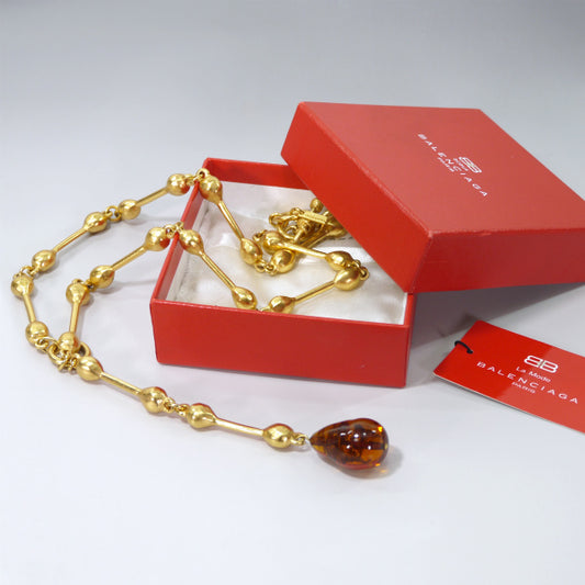 BALENCIAGA　ゴールドバトン×ドロップ ネックレス（箱付き）