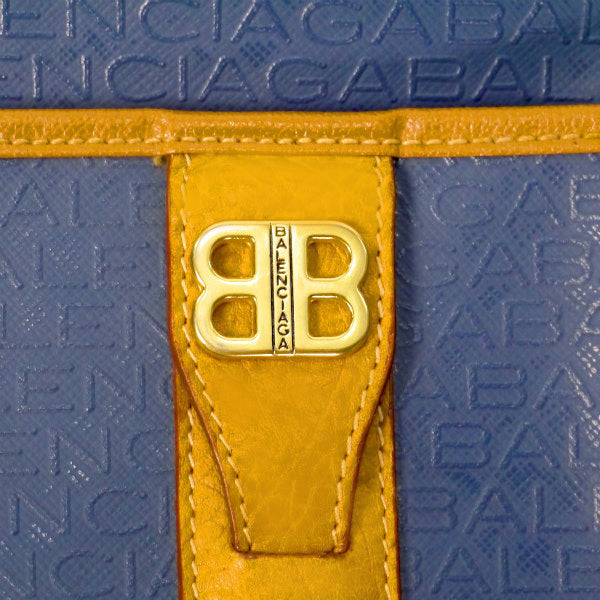 BALENCIAGA ロゴグラム斜めがけミニポシェット（青×キャメル）