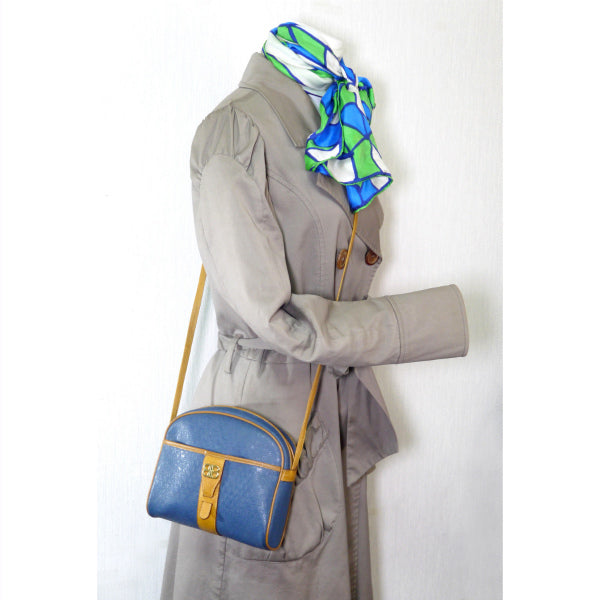 BALENCIAGA ロゴグラム斜めがけミニポシェット（青×キャメル）