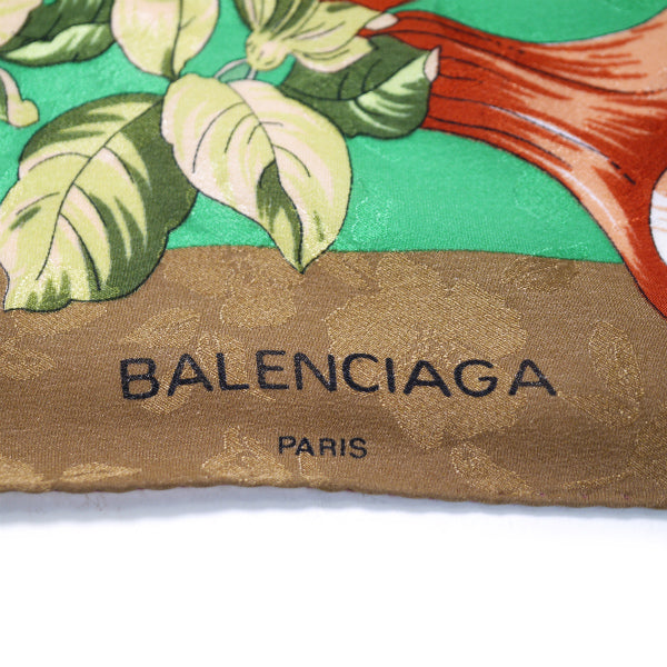 Balenciaga　フラワー柄 大判シルクスカーフ（ゴールド系）