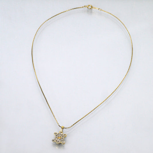 OLD CELINE　マカダムロゴ ジルコニアネックレス（ゴールド）