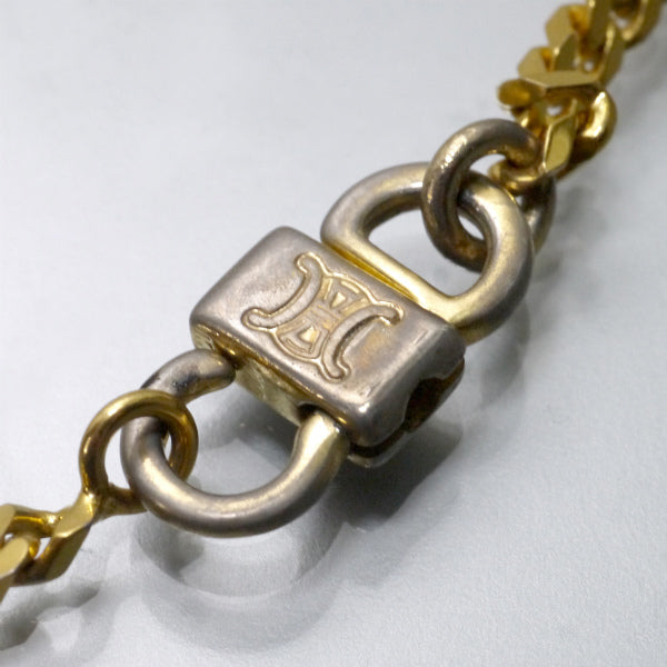 OLD CELINE　クラスプチェーンVintageネックレス（ゴールド/赤）