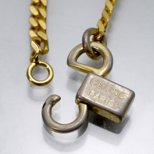 OLD CELINE　クラスプチェーンVintageネックレス（ゴールド/赤）