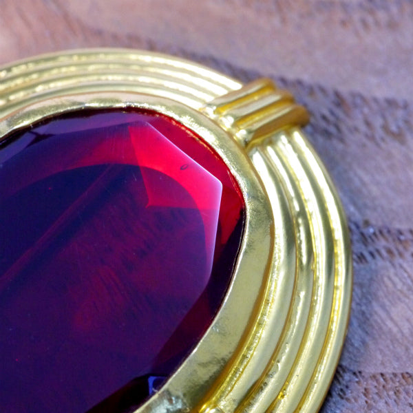 OLD CELINE　ビッグレッドガラス ブローチ