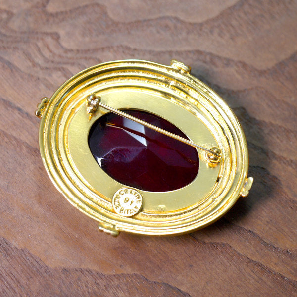 OLD CELINE　ビッグレッドガラス ブローチ