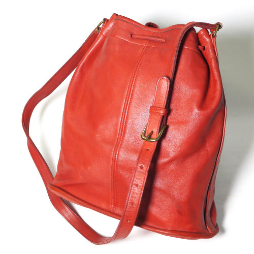 OLD COACH 総革 巾着ショルダー（オレンジ）