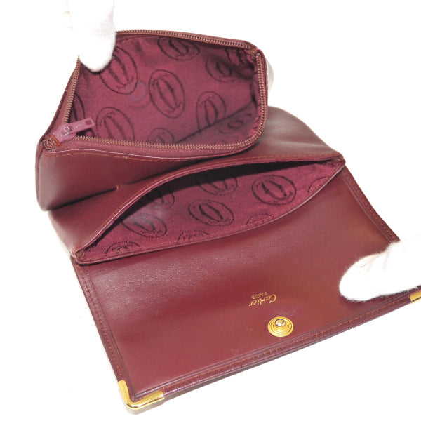 Cartier　レザーミニポーチ（ボルドー）