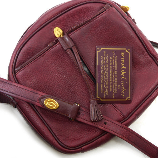 Cartier　フリンジ付 定番ミニポシェット（ボルドー）